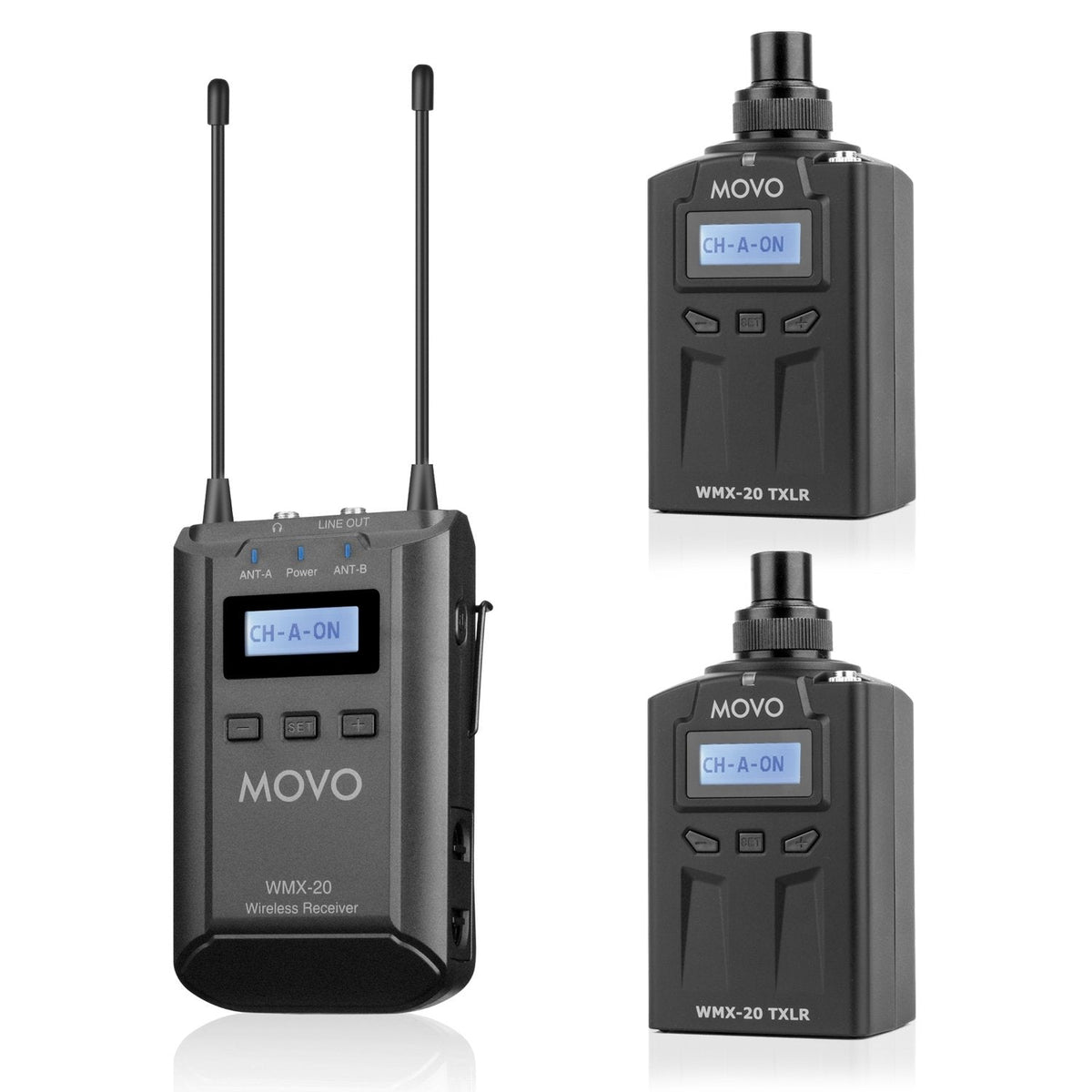 UHF Wireless Mic. System W/ Receiver &amp; 2 XLR Transmitters | Movo - Movo