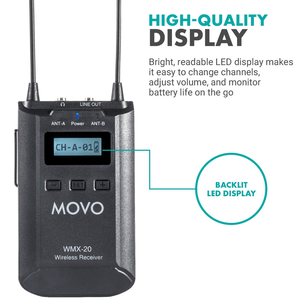 UHF Wireless System W/ 1x Handheld Mic &amp; Receiver - Movo