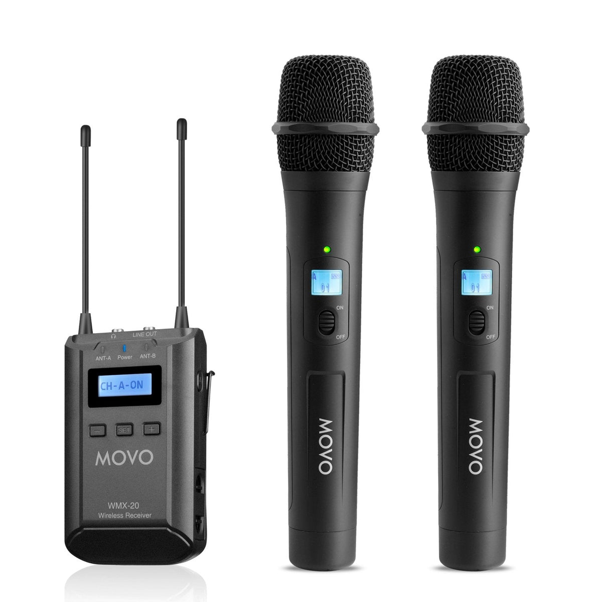 UHF Wireless System W/ 2x Wireless Mics &amp; Receiver | Movo - Movo