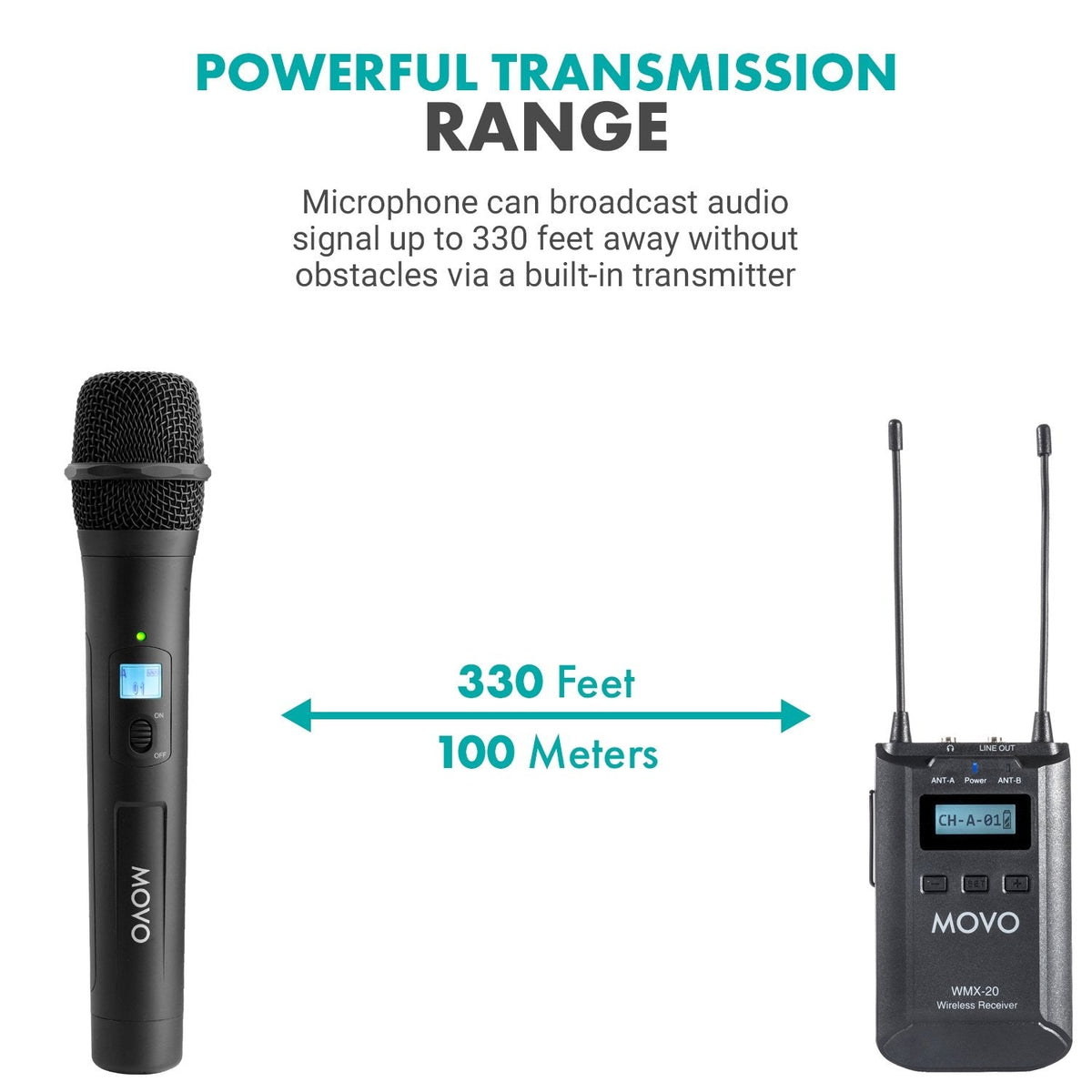 UHF Wireless System W/ 2x Wireless Mics &amp; Receiver | Movo - Movo