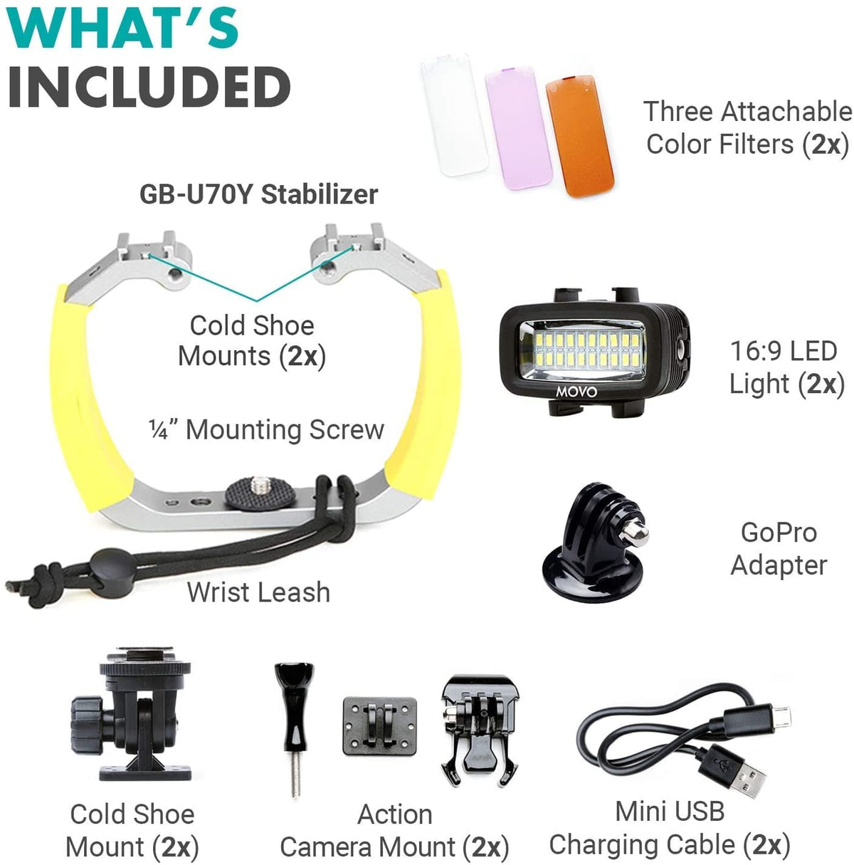 Underwater Camera Bundle | Waterproof GoPro Scuba Lights | Movo - Movo