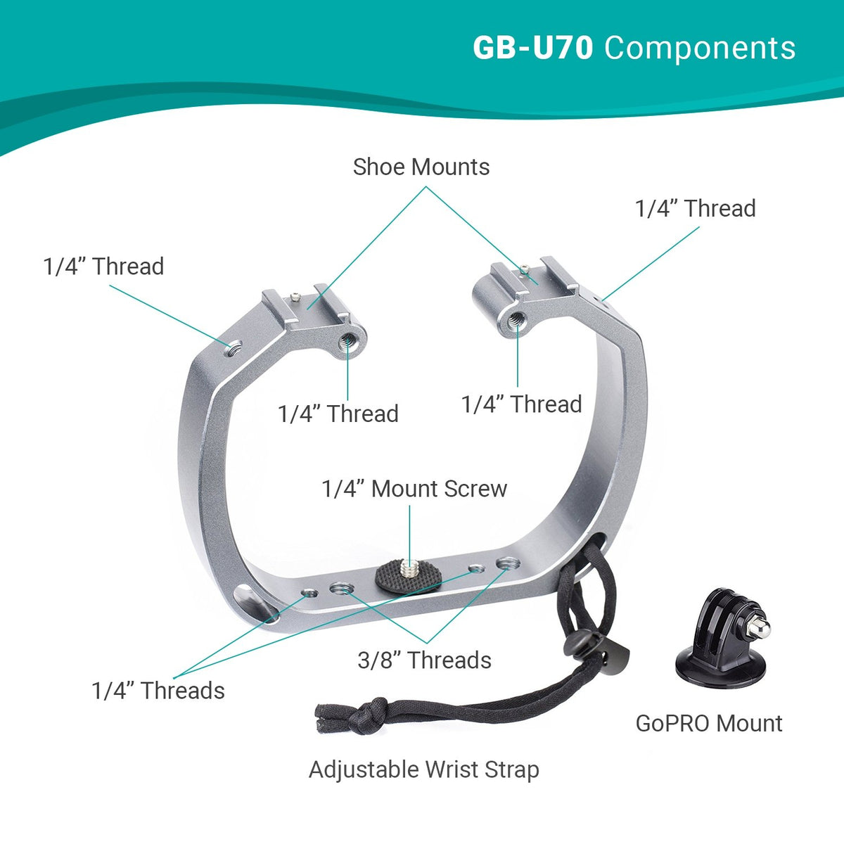 Underwater Diving GoPro Rig | Underwater GoPro Mount | GB-U70 | Movo - Movo