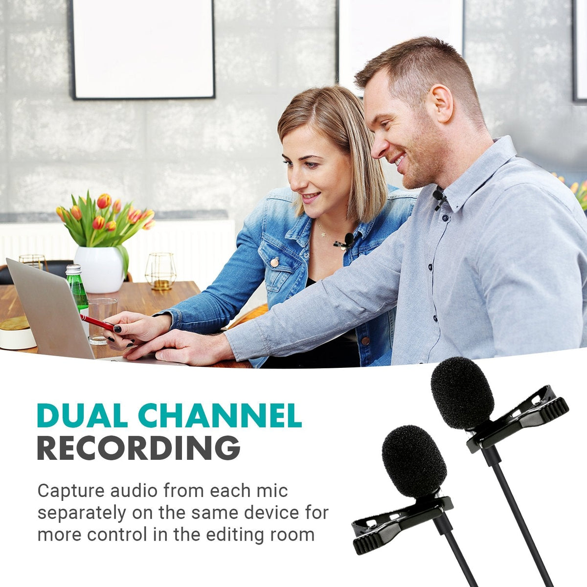 Universal Dual Channel Wired Lavalier Microphone Kit - Movo