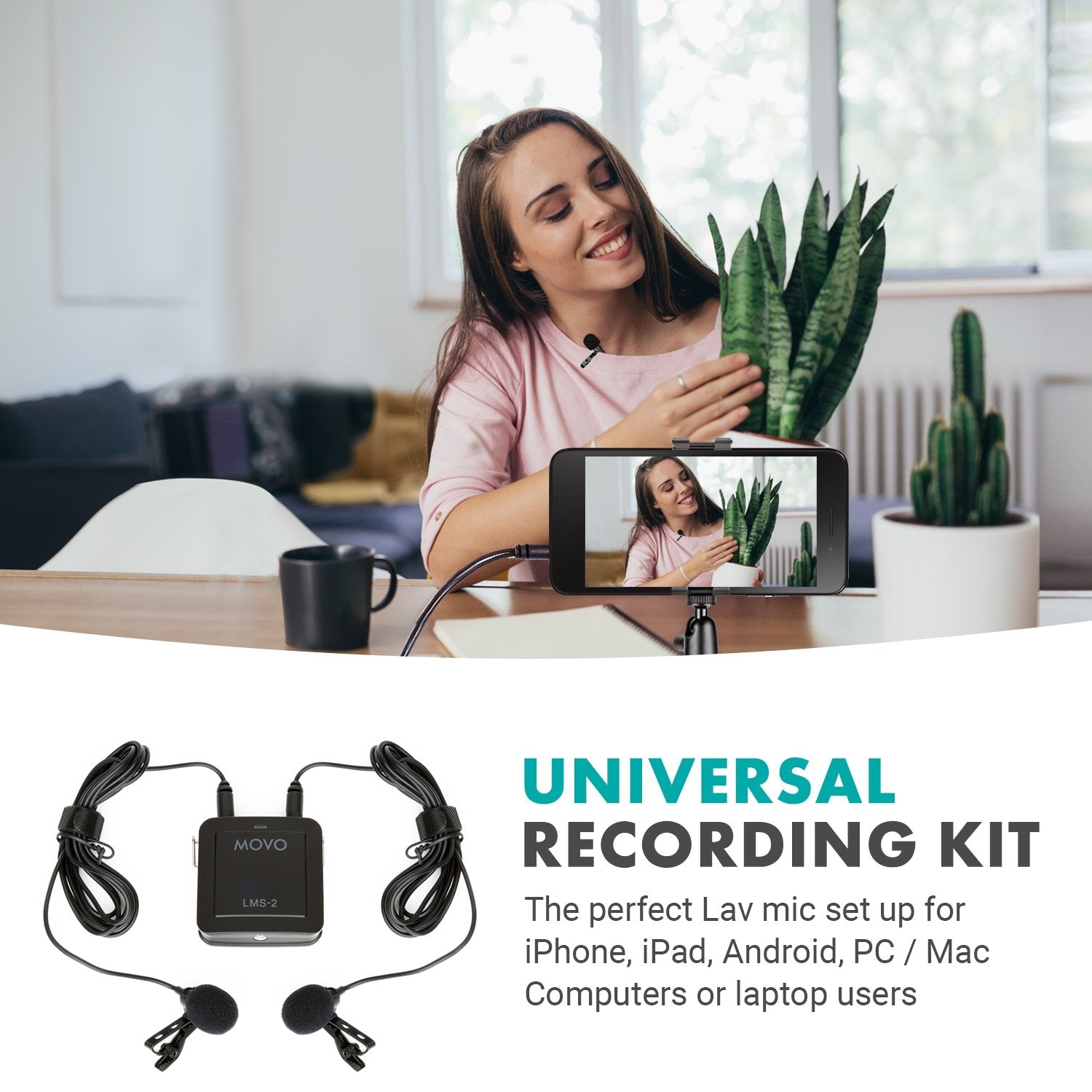 Universal Dual Channel Wired Lavalier Microphone Kit - Movo