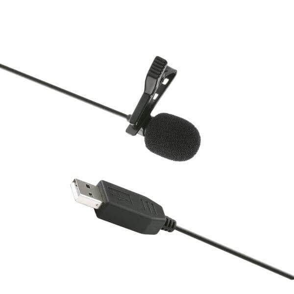 USB 20-foot Cord Clip On Lavalier Microphone for PC & Mac, M1