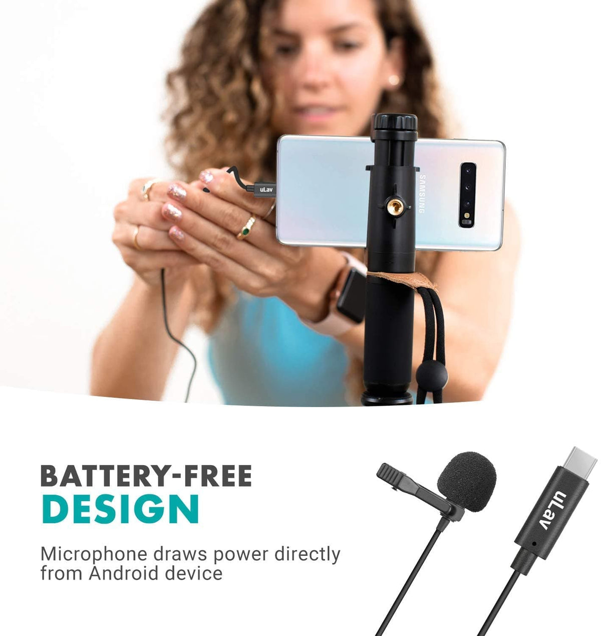 USB C Clip On Cellphone Microphone | Wired Lapel Mic | uLav | Movo - Movo