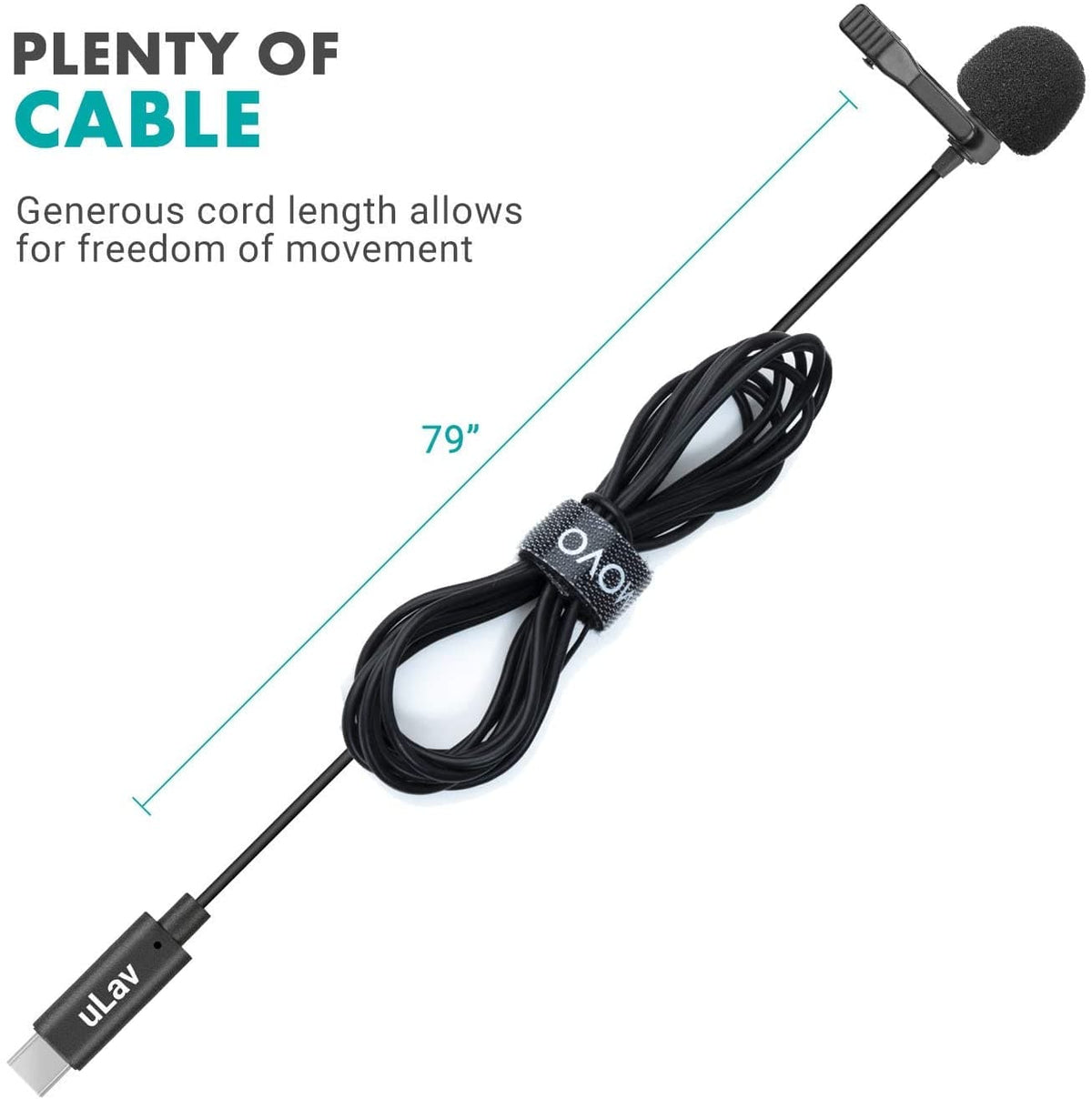 USB C Clip On Cellphone Microphone | Wired Lapel Mic | uLav | Movo - Movo