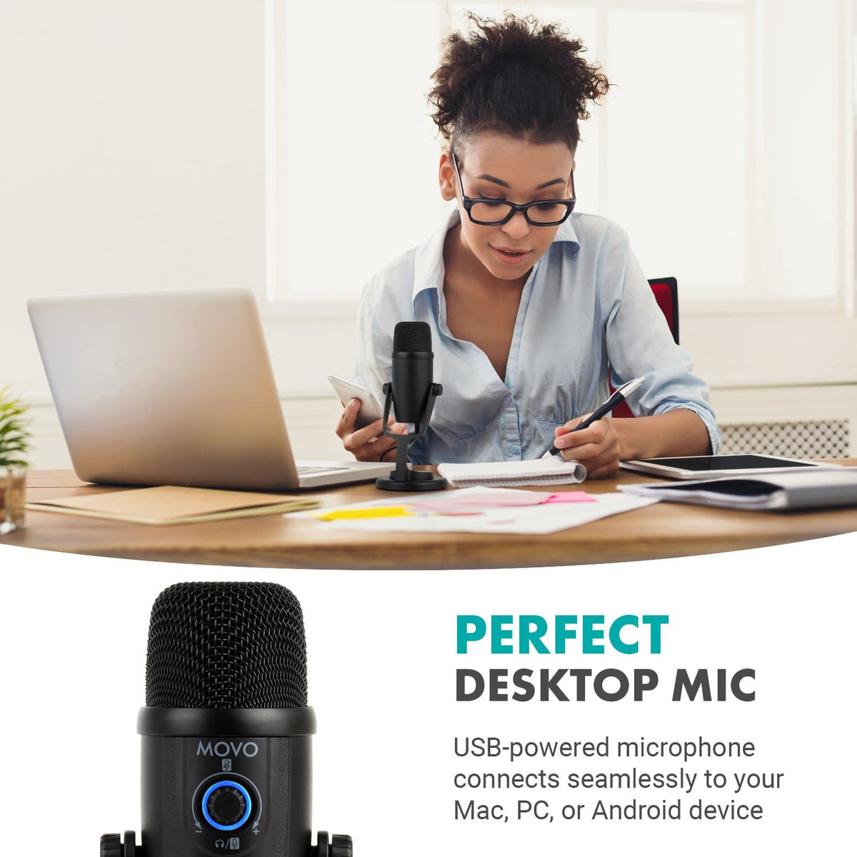USB Desktop Microphone | USB Mic for Mac, PC, Android - Movo