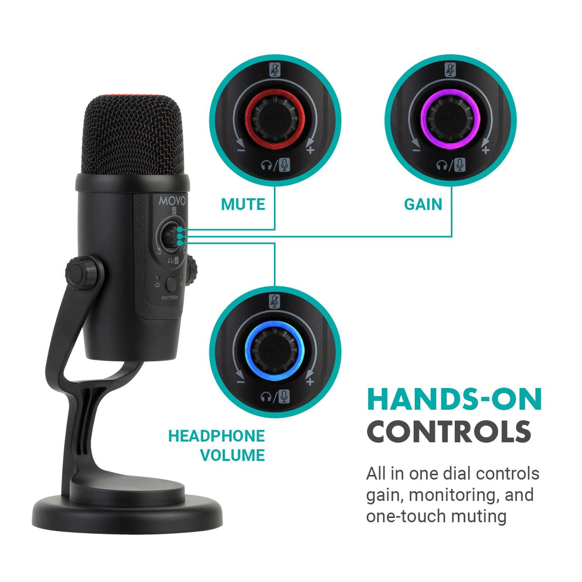 UM300 USB Desktop Microphone USB Mic for Mac, PC, Android Movo