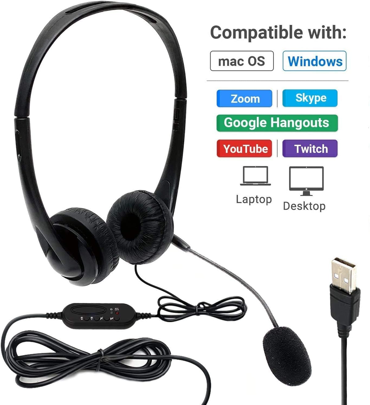 USB Headset Computer Mic for Laptop, Desktop, PC | HSM-1 | Movo - Movo