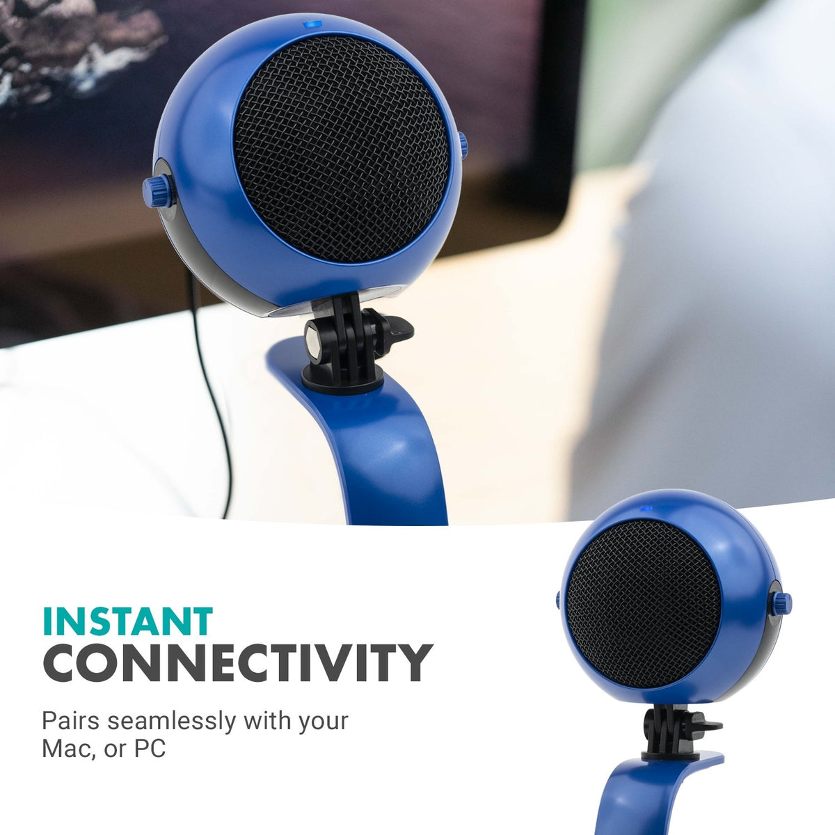 USB Microphone with Desktop Stand in Royal Blue - Movo