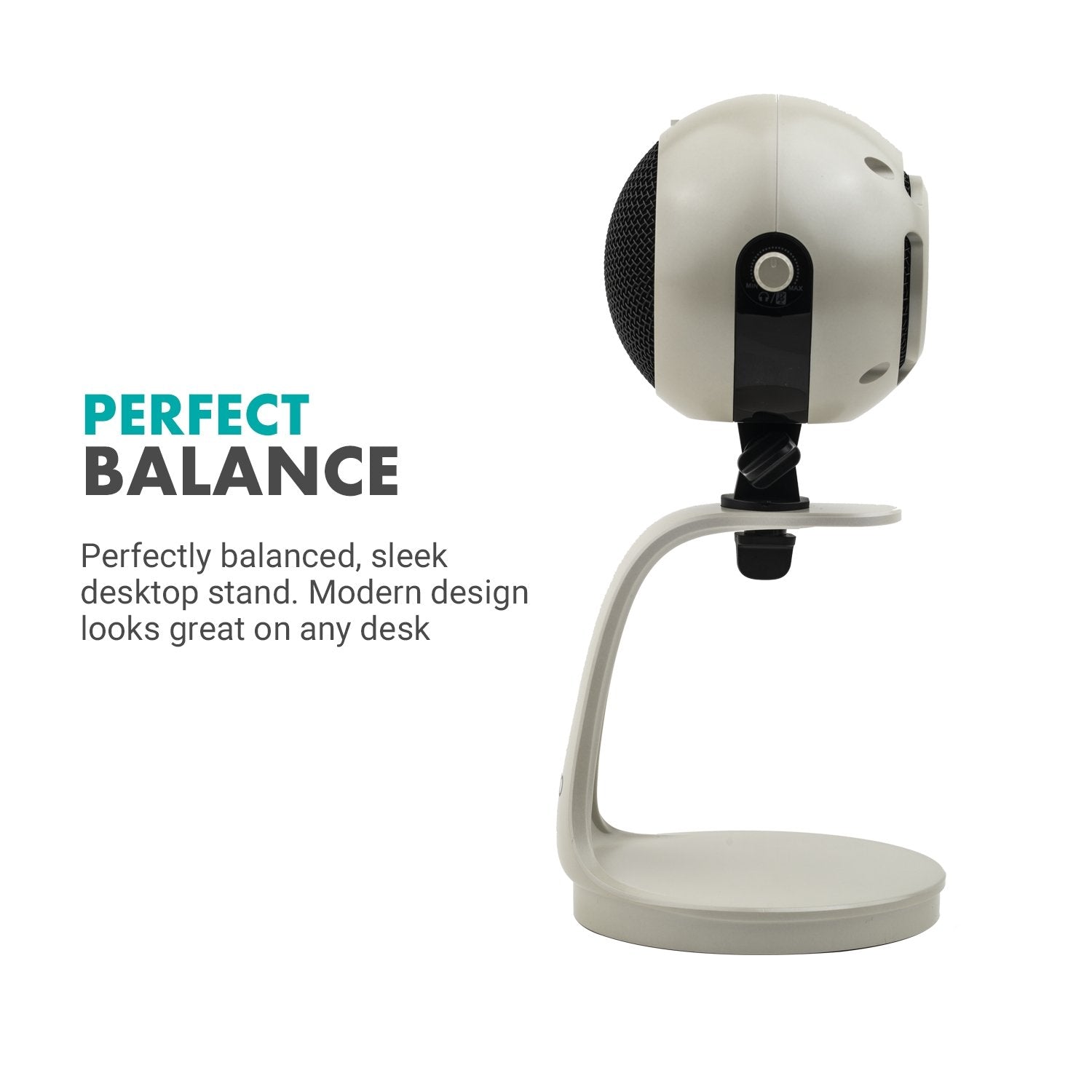 USB Microphone with Desktop Stand in White - Movo