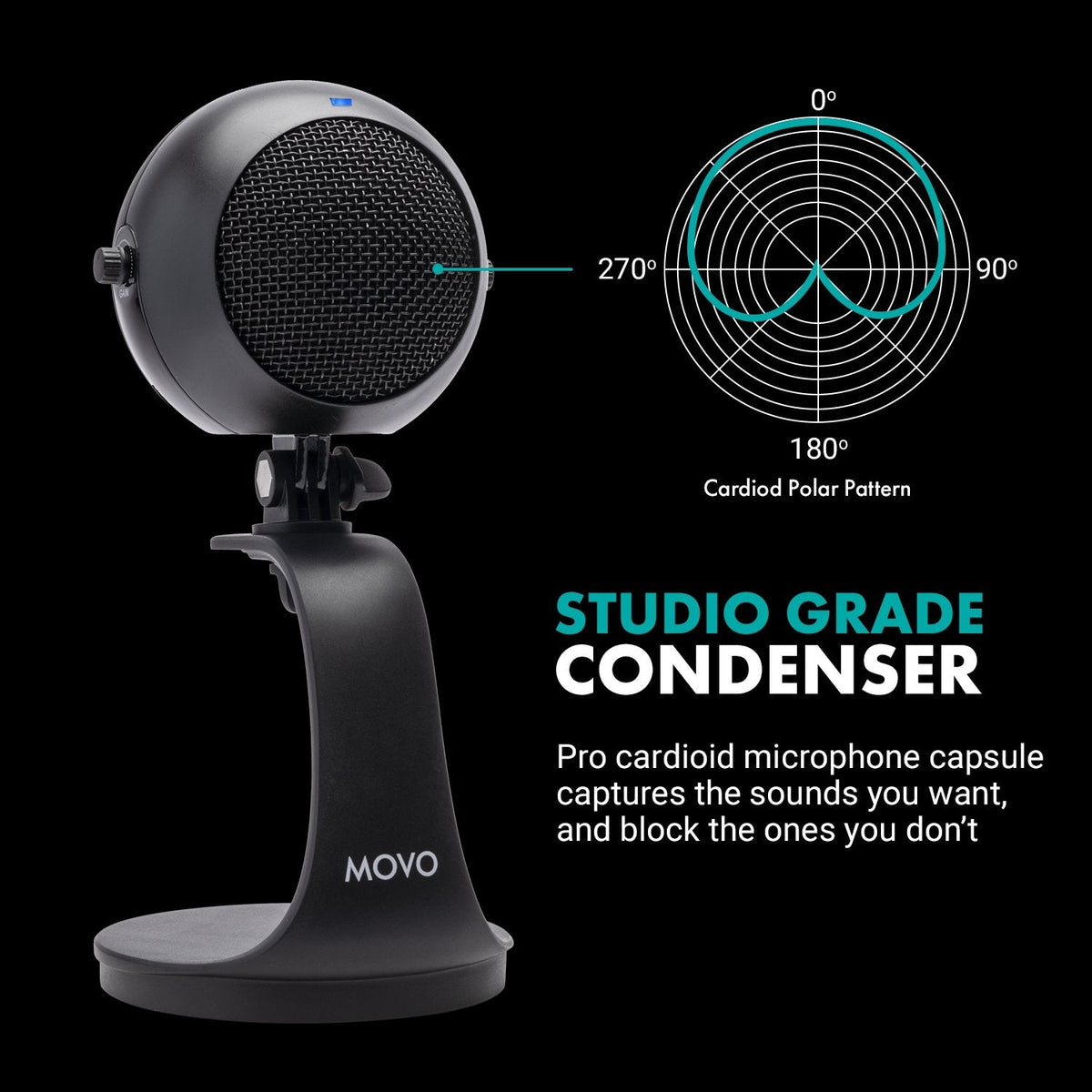 USB Microphone with Desktop Stand | WebMic | Movo - Movo