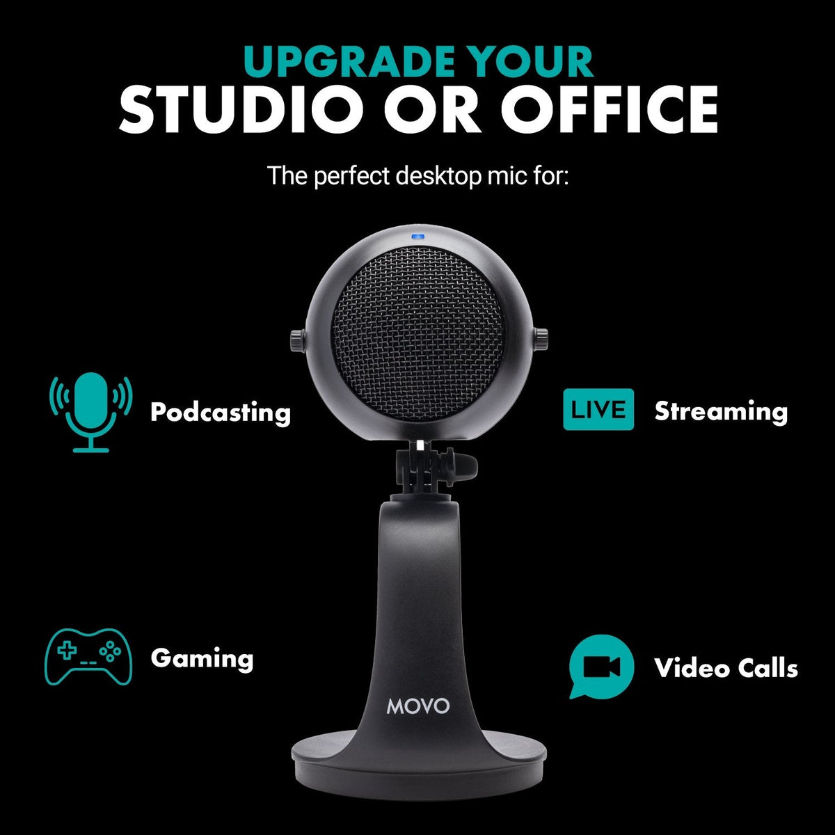 USB Microphone with Desktop Stand | WebMic | Movo - Movo