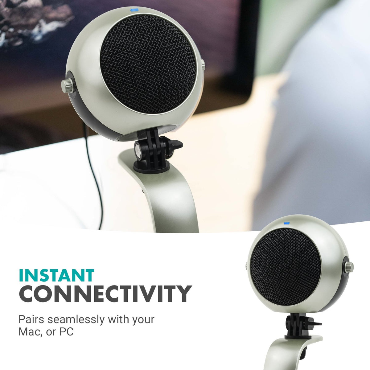 USB Webcam with Desktop Stand in Silver - Movo