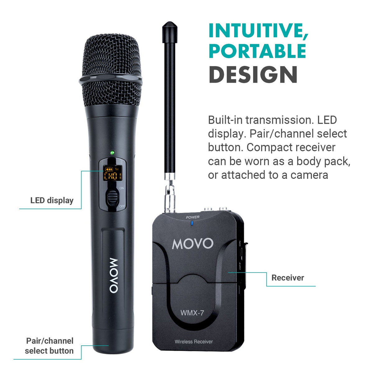 VHF Handheld Wireless Microphone System - Movo