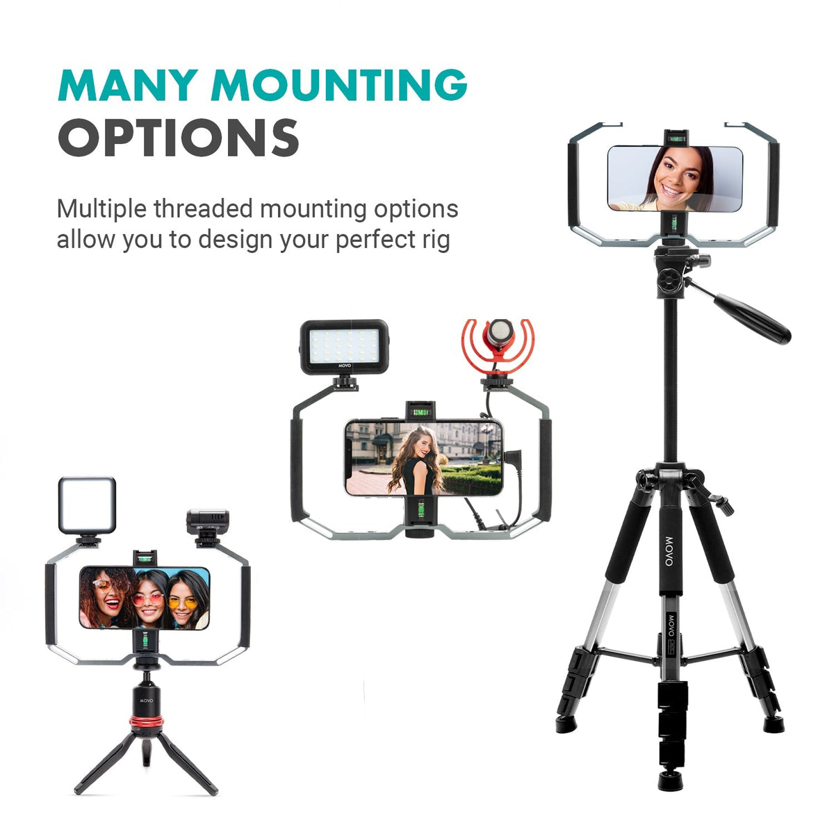 Video Cage Rig for DSLR, Mirrorless Camera, Smartphone - Movo