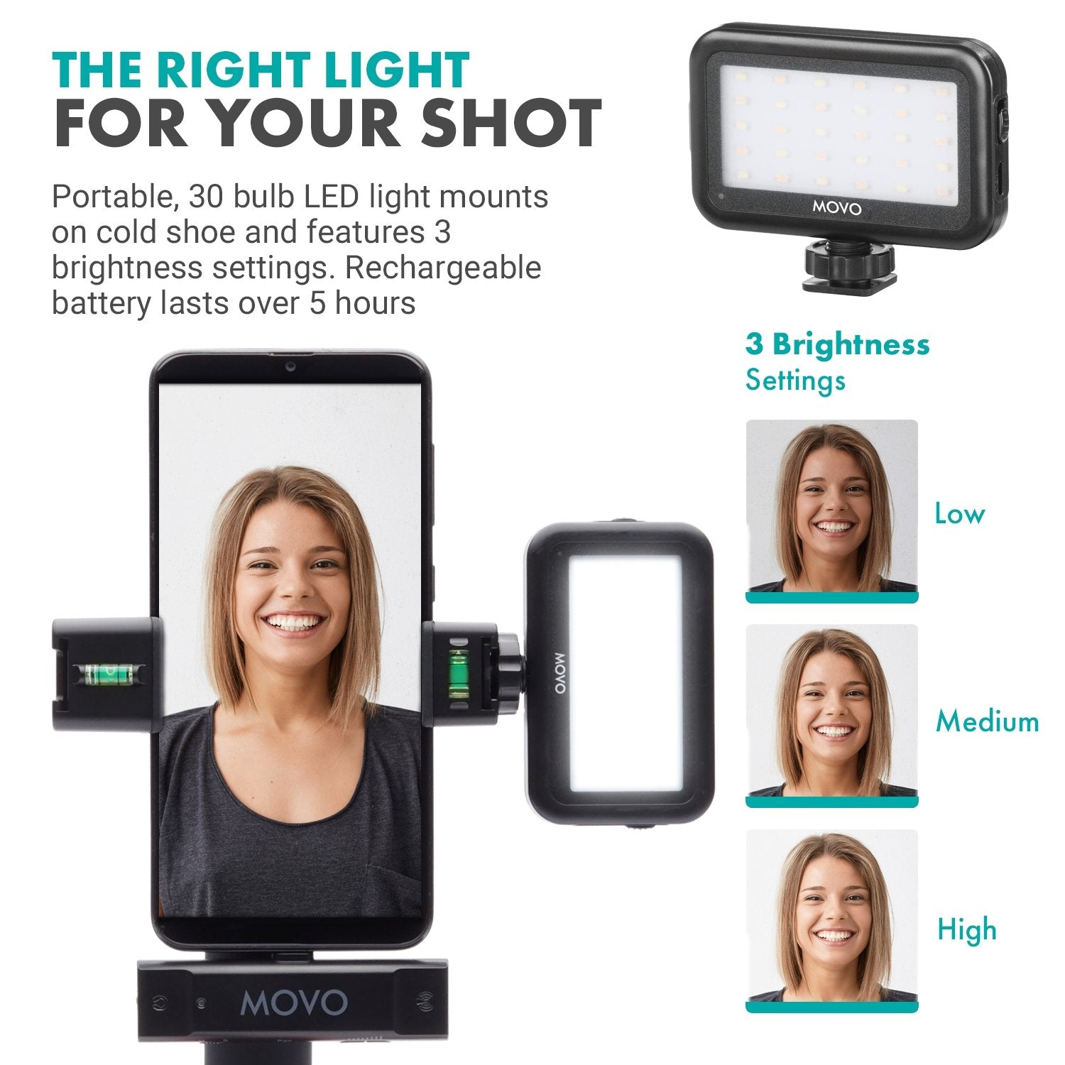 Movo IVlog2 Smartphone Vlogging Bundle - Wireless Microphone, Tripod, LED Light & Lens