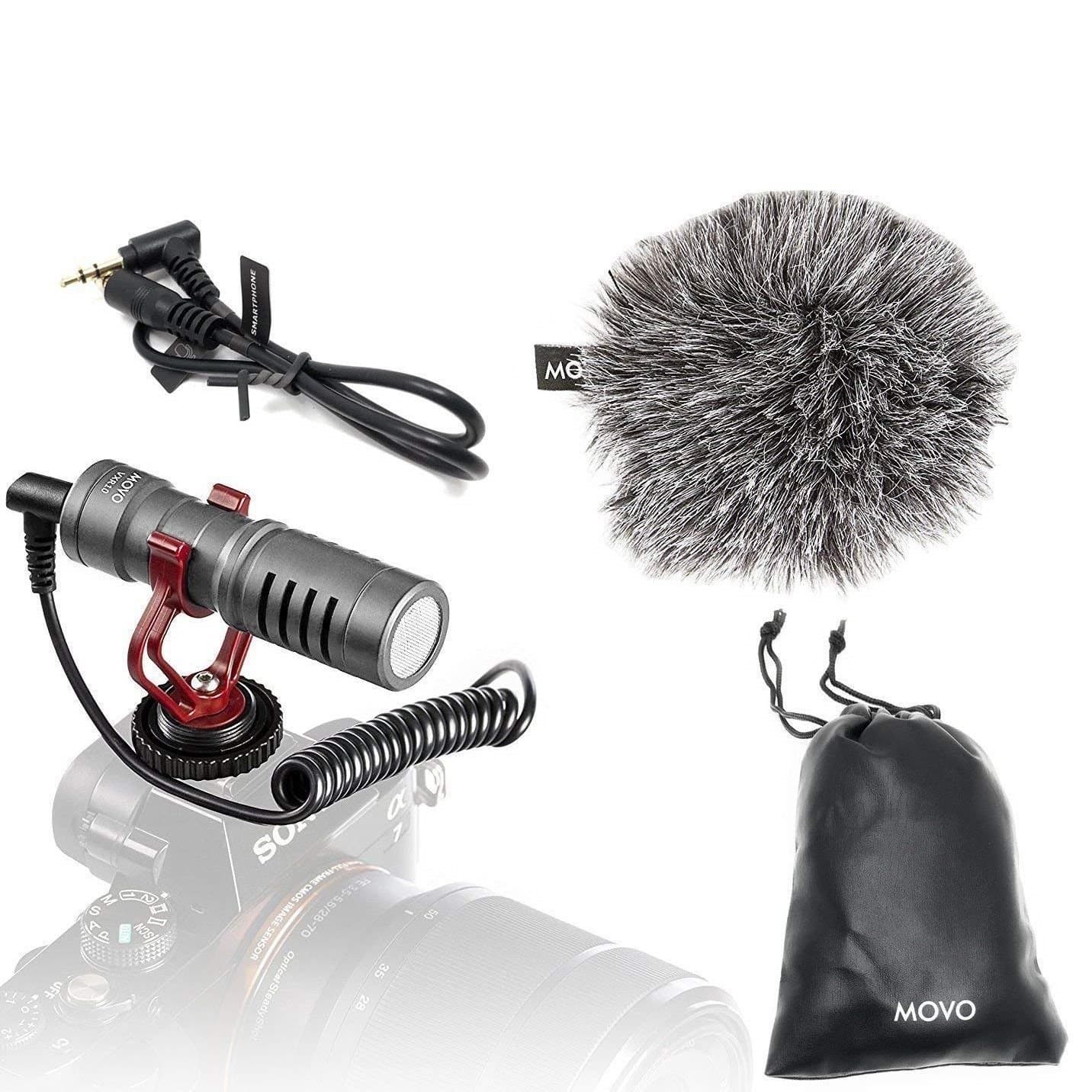 Movo VXR10 Micrófono de Condensador cardioide, Micro Shotgun Externo para  cámara DSLR, móvil, con Pantalla antiviento, Amortiguador y Funda, micrófono  para celulares, micrófono para Camara : : Electrónicos