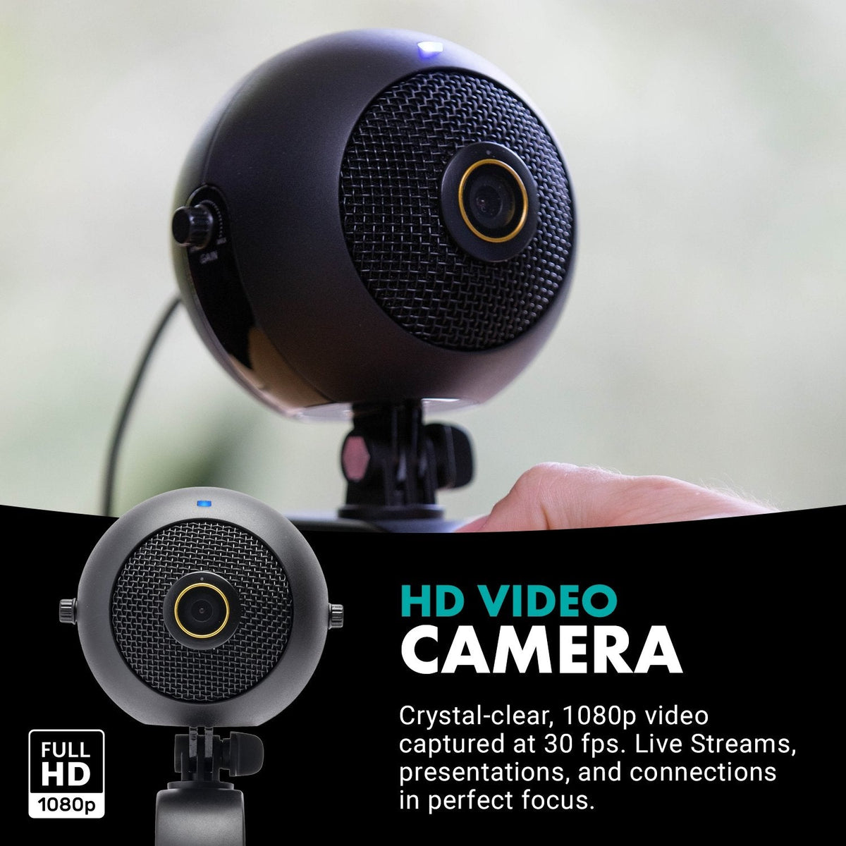Web Microphone WebMic-HD | Webcam and Condenser Microphone with Desktop Stand | Movo