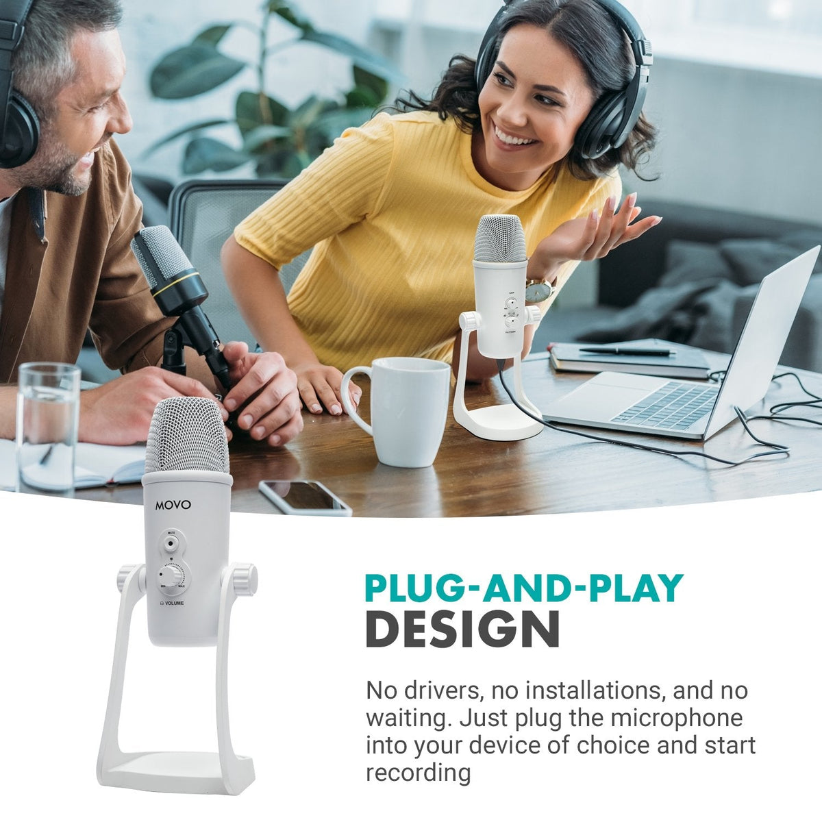 White Desktop USB Microphone - Movo