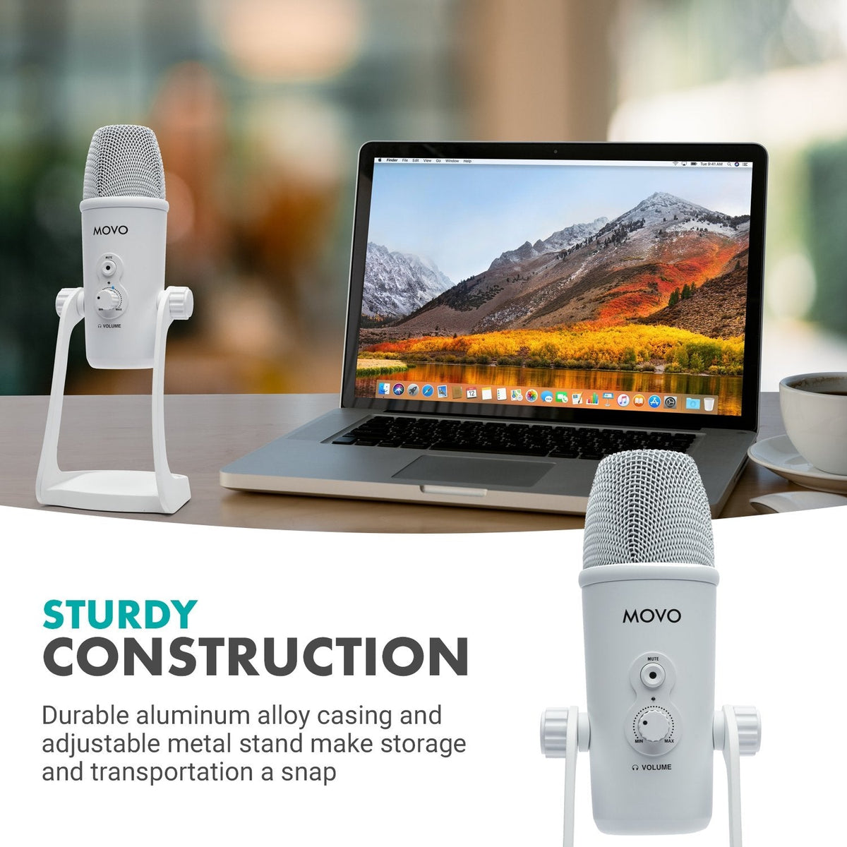 White Desktop USB Microphone - Movo