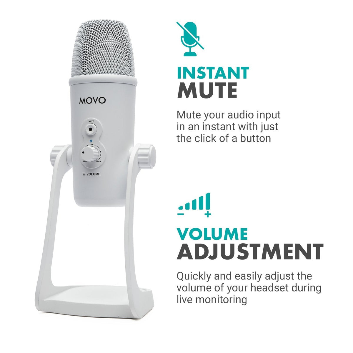 White Desktop USB Microphone - Movo