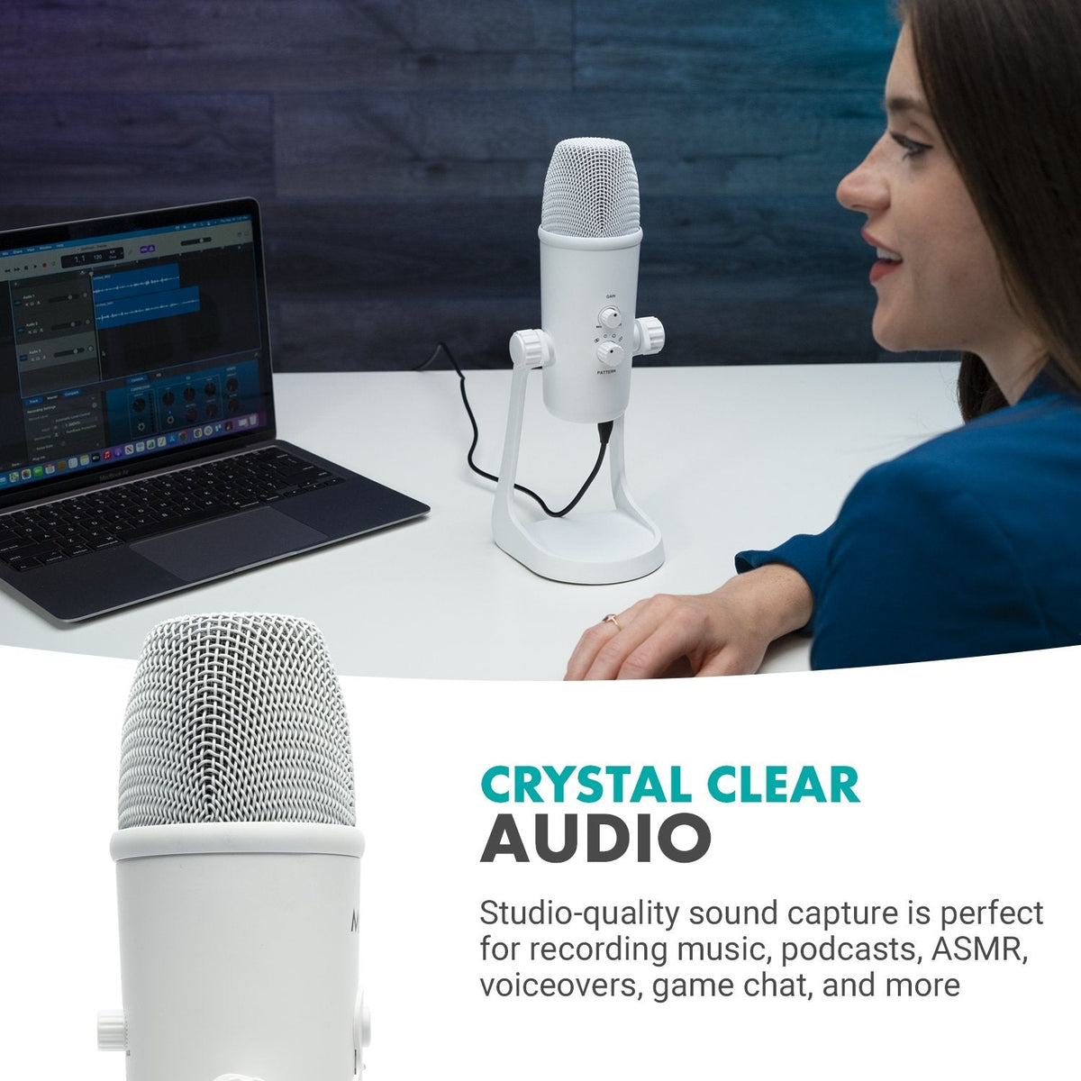 White Desktop USB Microphone - Movo