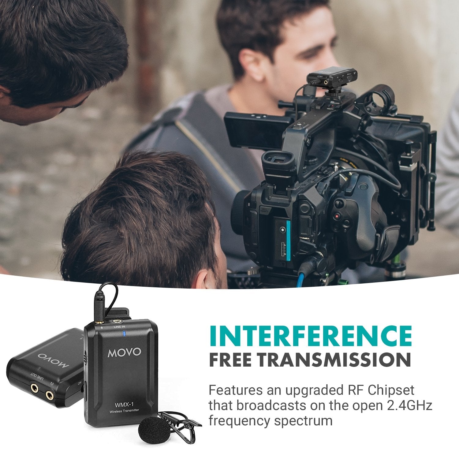 Movo WMX-1-DUO 2.4GHz Dual Wireless Lavalier Microphone System Compatible with DSLR Cameras, Camcorders, iPhone, Android Smartphones, and Tablets (200