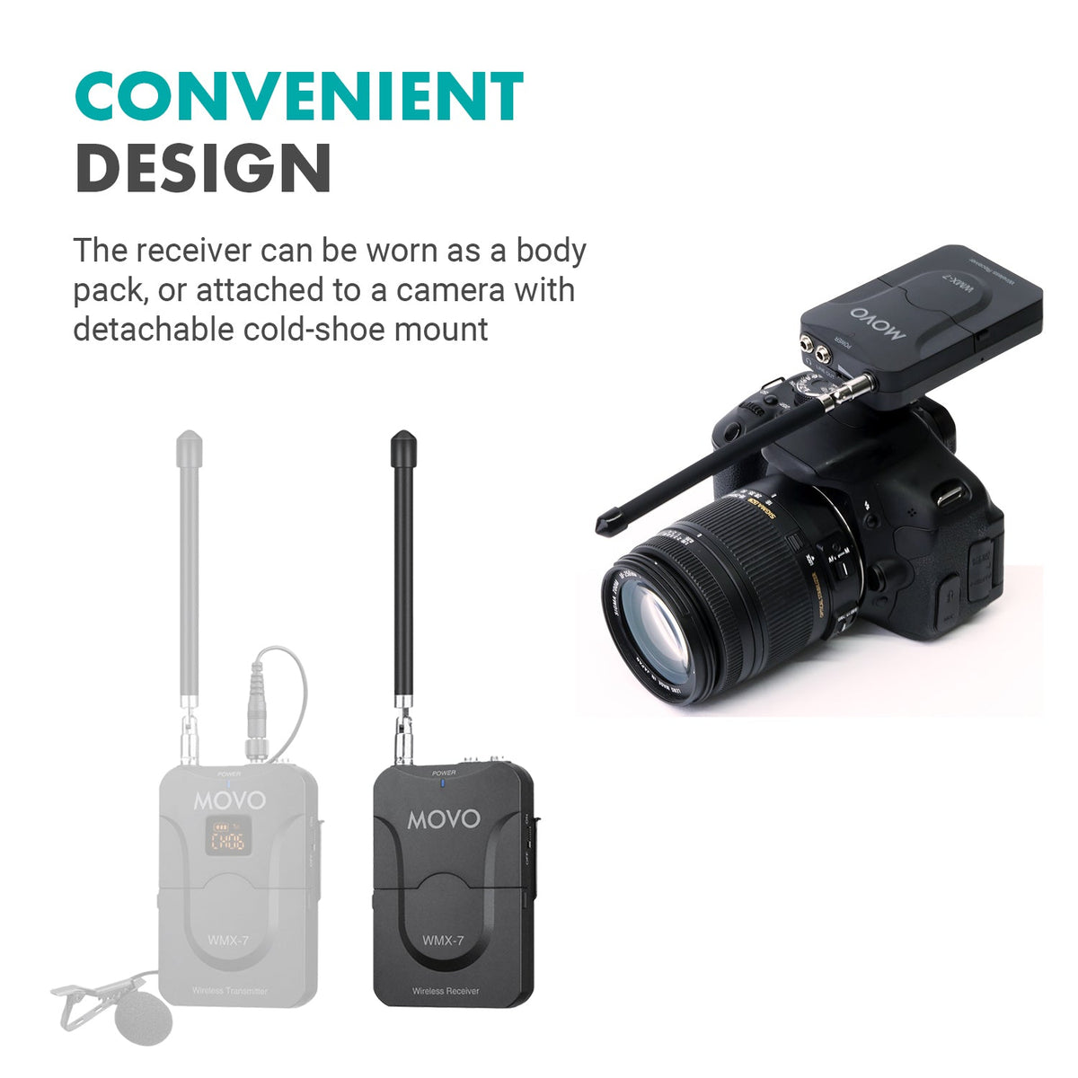 Wireless Receiver for WMX-7 VHF Microphone System - Movo