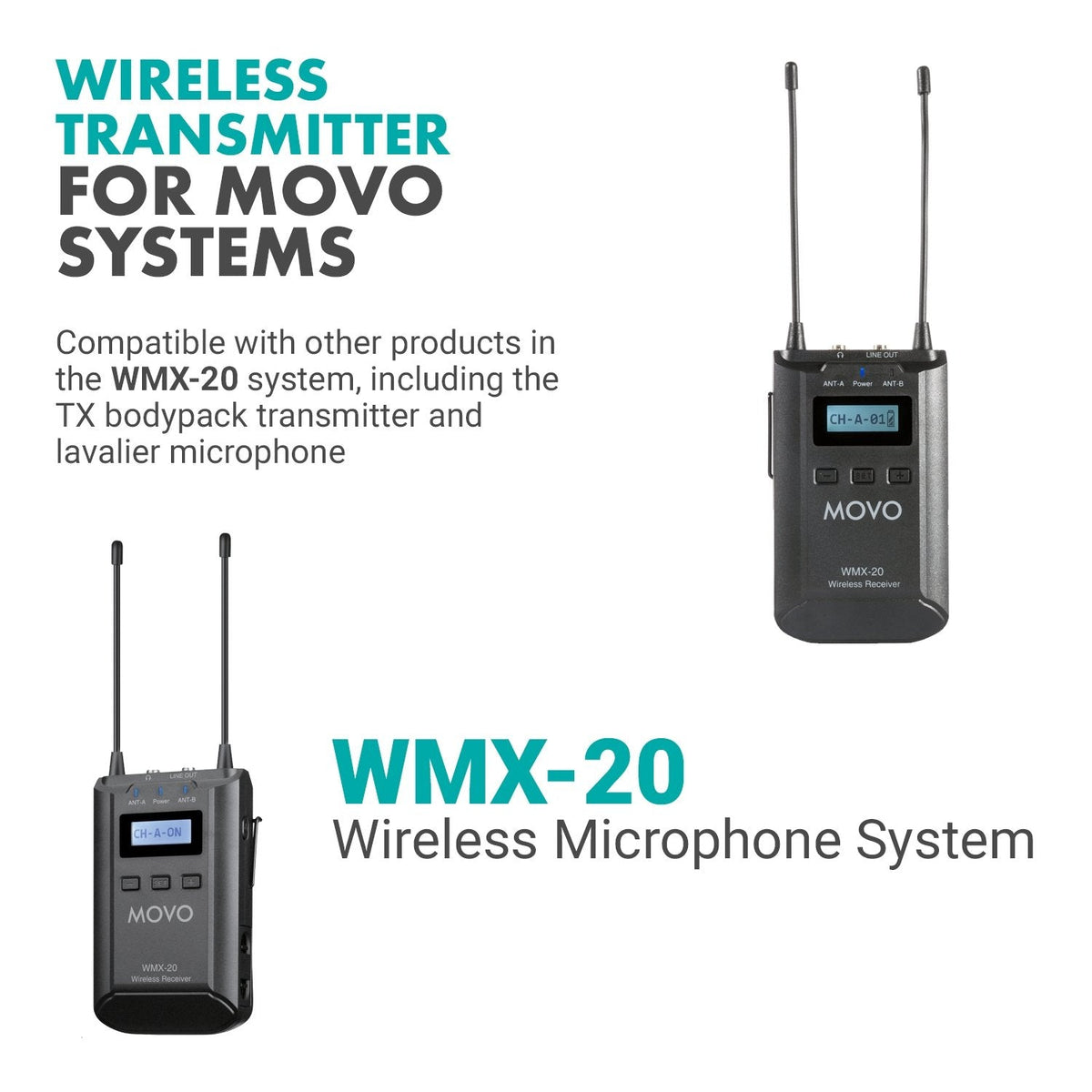 Wireless Receiver | WMX-20-RX | Movo - Movo
