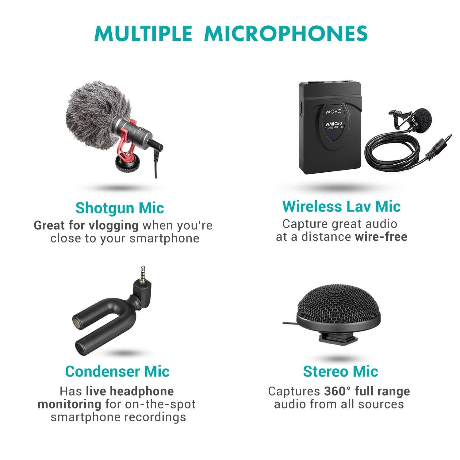 Phone Video Kit Phonevideo KIT8 | XL Smartphone Video Production Kit | Movo