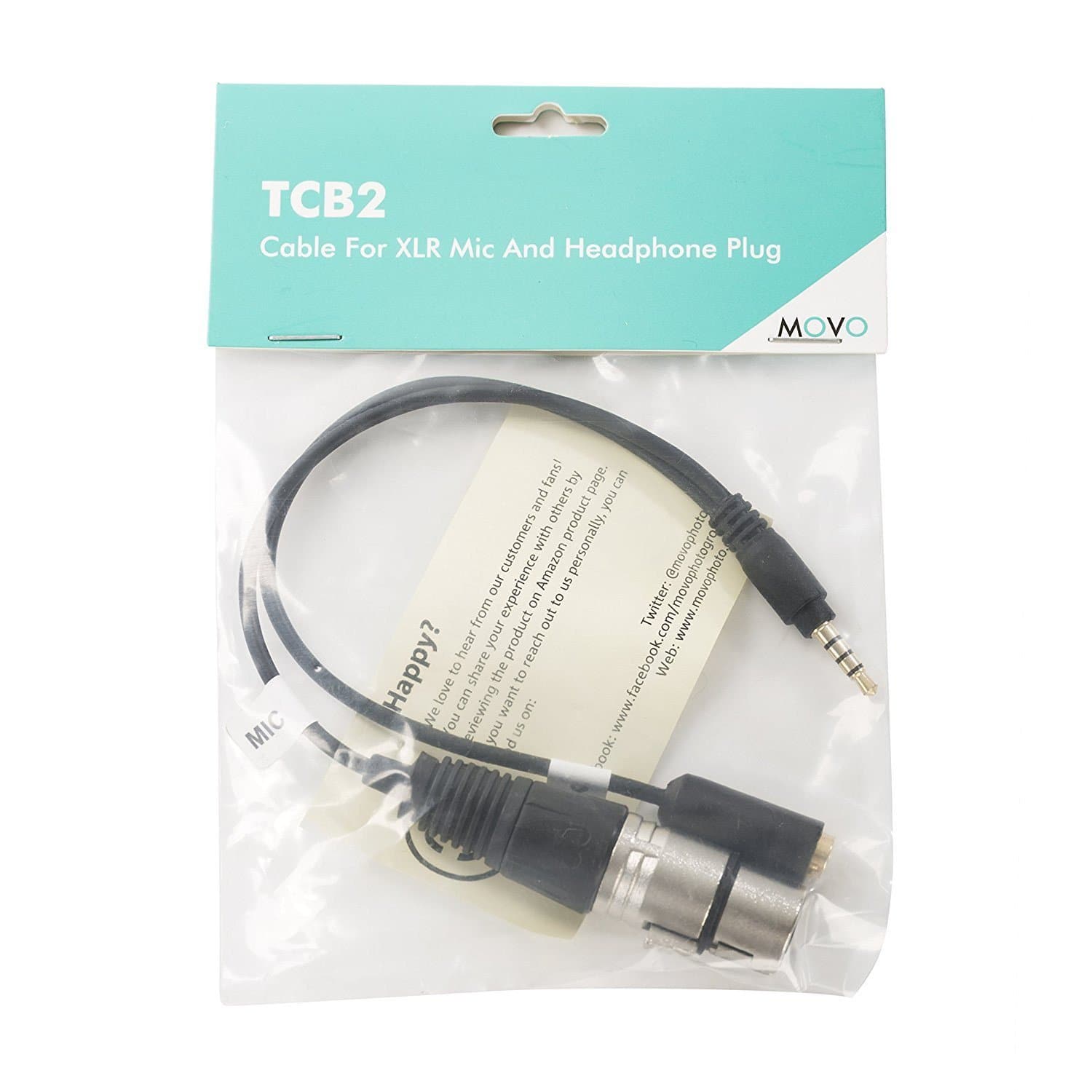 XLR (F) Mic to TRRS (M) Smartphone Adapter | TCB2 | Movo - Movo
